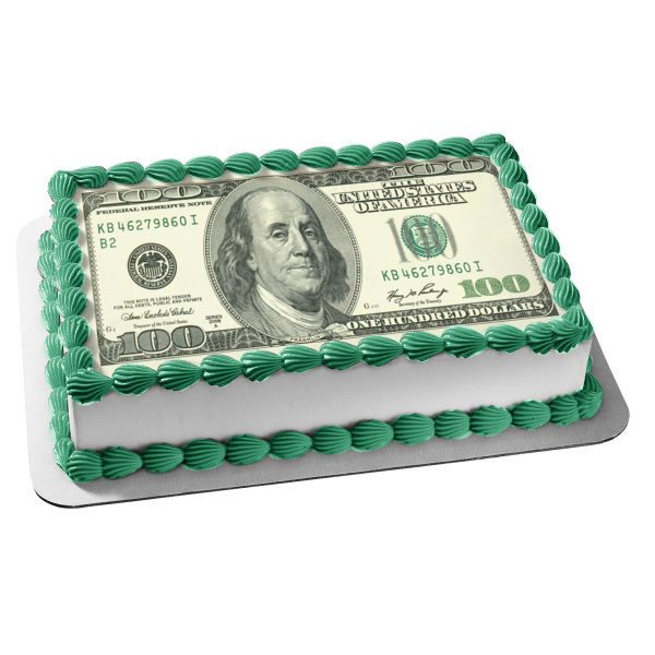 100 Dollar Bill Benjamin Franklin Edible Cake Topper Image ABPID06693