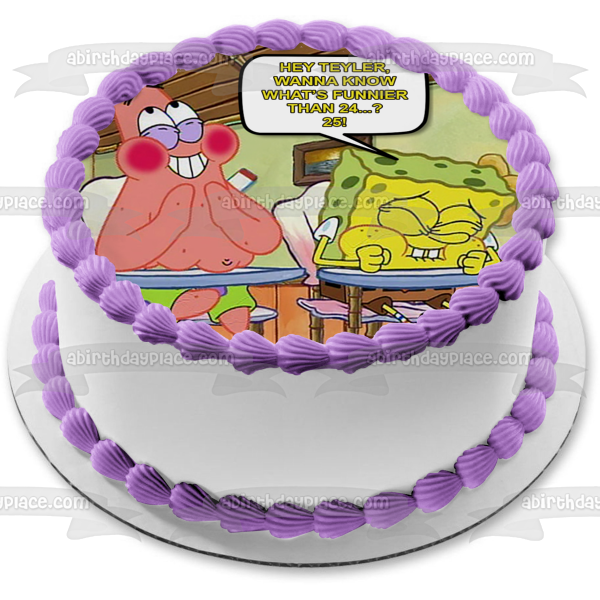 Bob Esponja Meme Patrick ¿Qué es más divertido que 24...? 25!!! Imagen comestible para decoración de tarta ABPID52793 