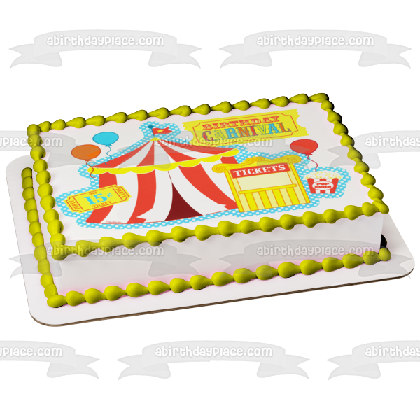 Cumpleaños Carnaval Entradas Palomitas de Maíz y una Carpa Adorno Comestible para Pastel Imagen ABPID04074 