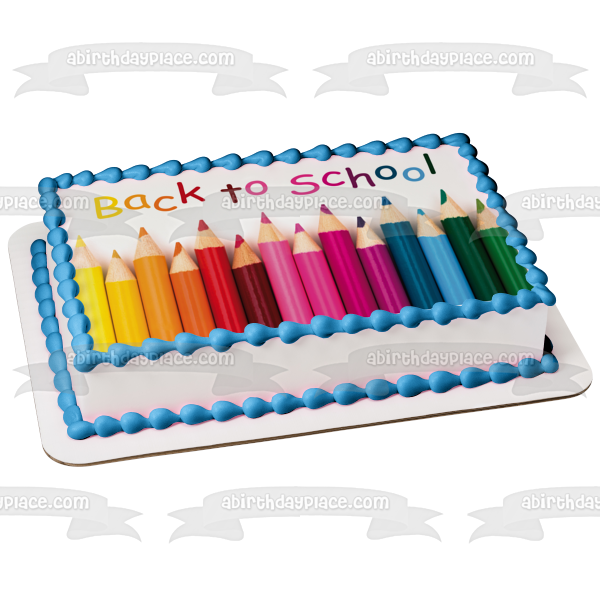 Back to School Colored Pencils Edible Cake Topper Image ABPID04076