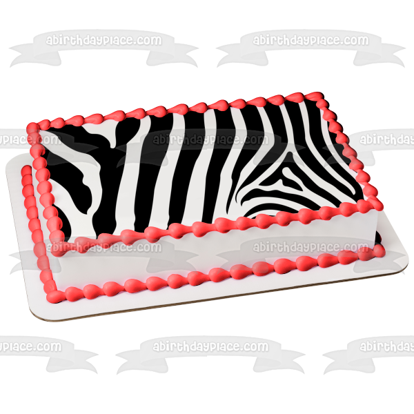 Zebra Stripes Pattern Black White Custom Colors Edible Cake Topper Image ABPID04078