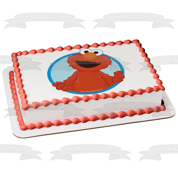 Imagen comestible para decoración de tarta con fondo redondo azul de Elmo de Barrio Sésamo ABPID04110 