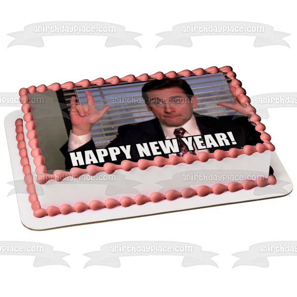 The Office Happy New Year Michael Scott Edible Cake Topper Image ABPID53555