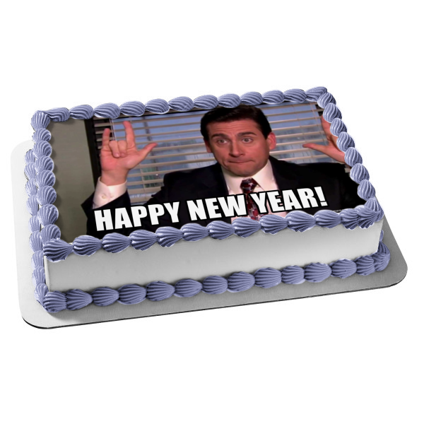 The Office Happy New Year Michael Scott Edible Cake Topper Image ABPID53555