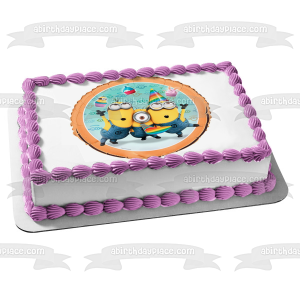 Minions Despicable Me Illumination Stuart Dave y Kevin Edible Cake Topper Imagen ABPID04240 