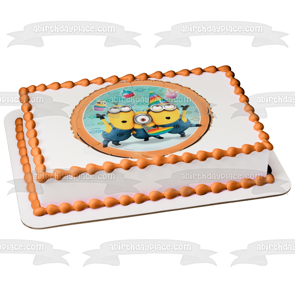 Minions Despicable Me Illumination Stuart Dave y Kevin Edible Cake Topper Imagen ABPID04240 