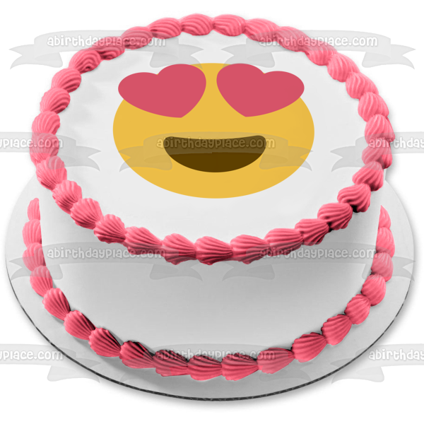 Adorno comestible para tarta con ojos de corazón y amor de Emoji, imagen ABPID04324 