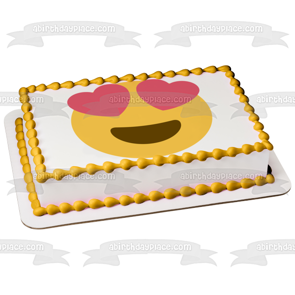 Adorno comestible para tarta con ojos de corazón y amor de Emoji, imagen ABPID04324 