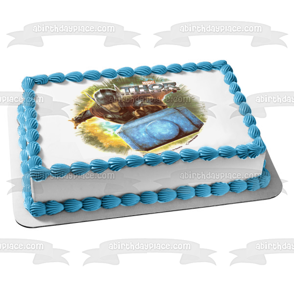 Thor the Dark World Wielding His Mallet Edible Cake Topper Image ABPID04425