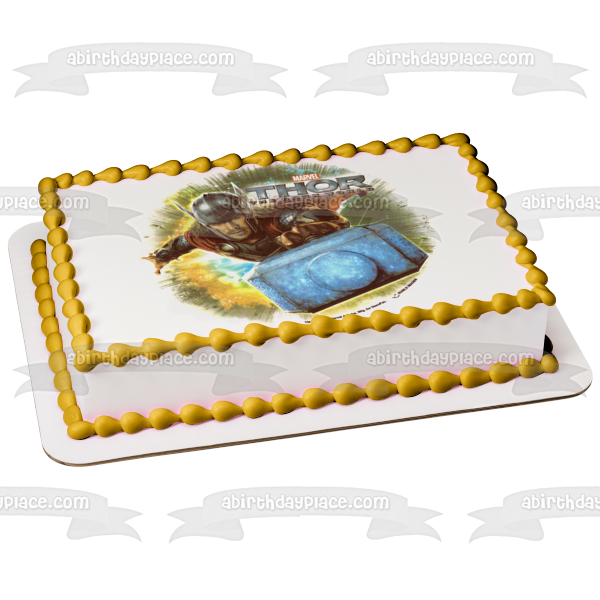 Thor the Dark World Wielding His Mallet Edible Cake Topper Image ABPID04425