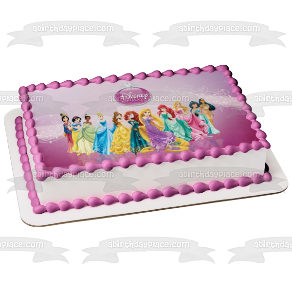 Princesas Rapunzel Mulan Blancanieves y Aurores Decoración comestible para tarta Imagen ABPID04449 