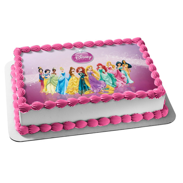 Princesas Rapunzel Mulan Blancanieves y Aurores Decoración comestible para tarta Imagen ABPID04449 