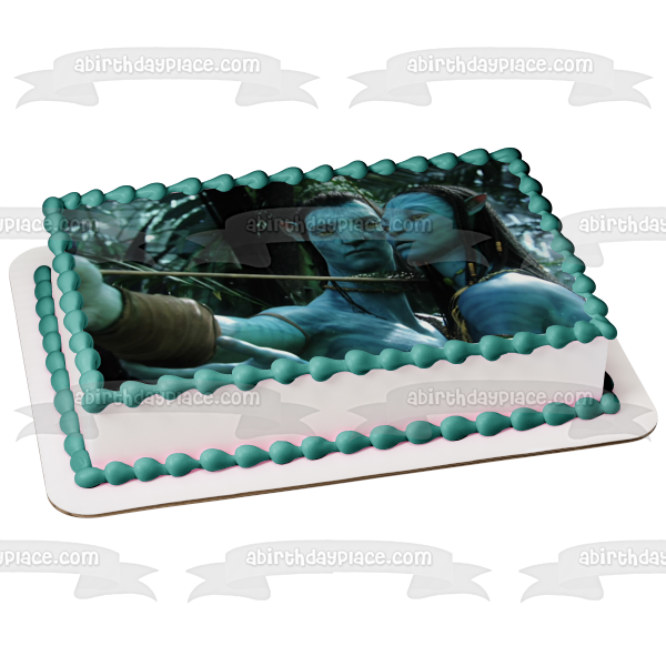 Avatar Movie Jake Sully and Neytiri Bow and Arrow Edible Cake Topper Image ABPID04500