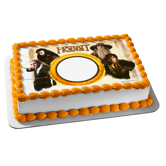 El Hobbit La desolación de Smaug Biblo Gandalf Thorin y Legolas Marco de imagen comestible para decoración de tarta ABPID04540 