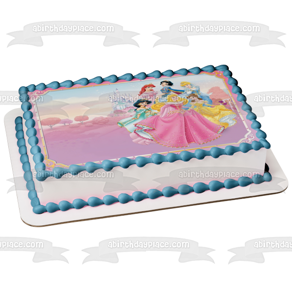 Snow White Cinderella Ariel Jasmine and Aurora Edible Cake Topper Image ABPID04555