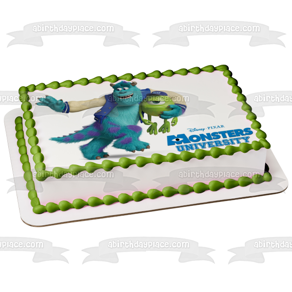 Monsters University Mike Wazowski and James P. Sullivan Edible Cake Topper Image ABPID04577