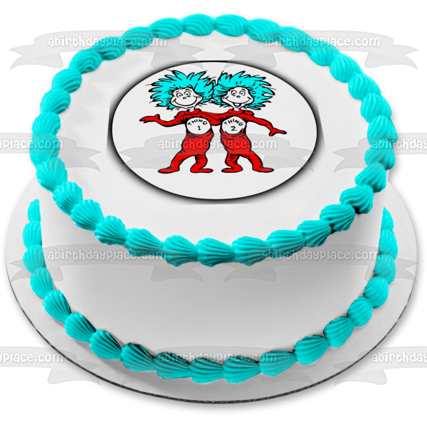 Dr. Seuss Cosa 1 y Cosa 2 Imagen comestible para decoración de tarta ABPID04635 