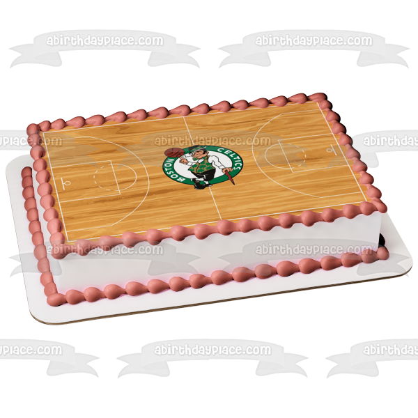 Logotipo del equipo de baloncesto profesional estadounidense de los Boston Celtics, cancha de baloncesto de Boston, Massachusetts, decoración comestible para tarta, imagen ABPID04648 