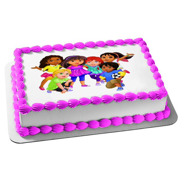 Dora and Friends Into the City Dora Emma Kate Naiya Alana and Pablo Edible Cake Topper Image ABPID04651