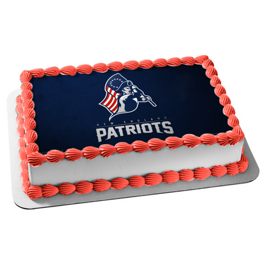 New England Patriots Professional American Football Team Artwork Patriots Logo NFL Patriot Holding the Flag Edible Cake Topper Image ABPID04705