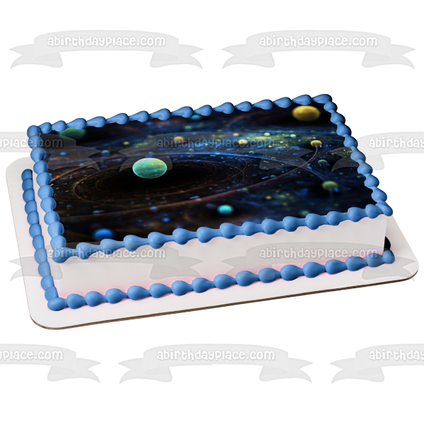 Imagen comestible para decoración de tarta con planetas del espacio exterior, galaxia, ABPID04725 