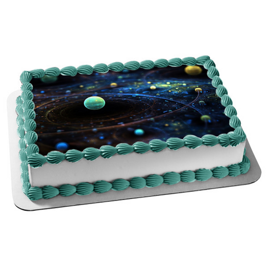 Imagen comestible para decoración de tarta con planetas del espacio exterior, galaxia, ABPID04725 