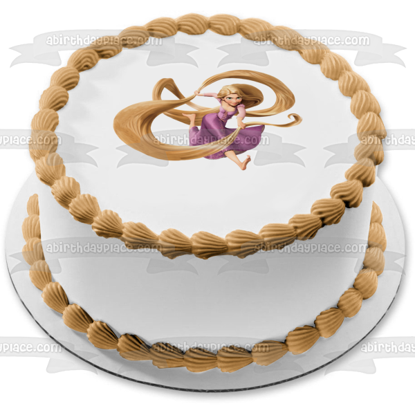 Tangled Rapunzel Running with Hair Edible Cake Topper Image ABPID04750