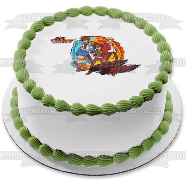 Beyblade Shogun Steel ¡Déjalo rasgar! Adorno comestible para tarta con varios personajes, imagen ABPID04751 