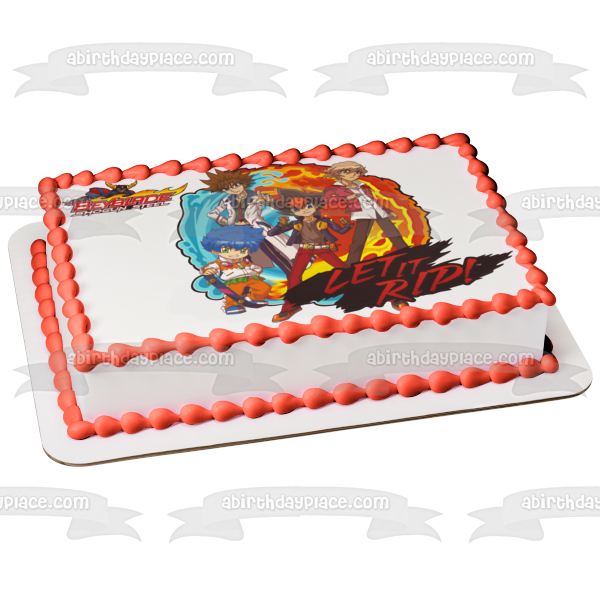 Beyblade Shogun Steel ¡Déjalo rasgar! Adorno comestible para tarta con varios personajes, imagen ABPID04751 