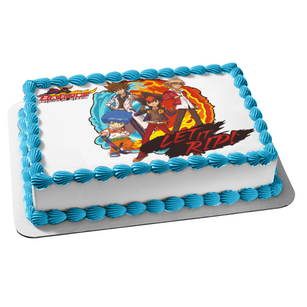 Beyblade Shogun Steel ¡Déjalo rasgar! Adorno comestible para tarta con varios personajes, imagen ABPID04751 