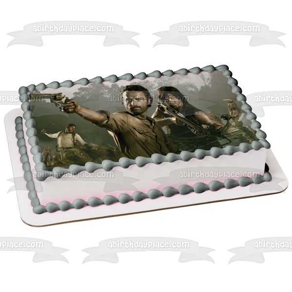 The Walking Dead Rick Grimes Daryl Dixon Michonne and Andrew Edible Cake Topper Image ABPID04758