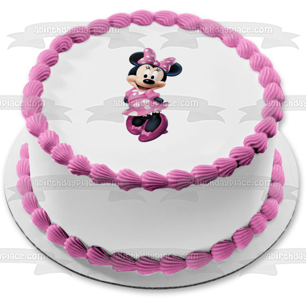 Minnie Mouse con las manos detrás de la espalda Imagen comestible para decoración de tarta ABPID04812 