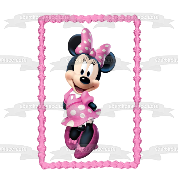 Minnie Mouse con las manos detrás de la espalda Imagen comestible para decoración de tarta ABPID04812 