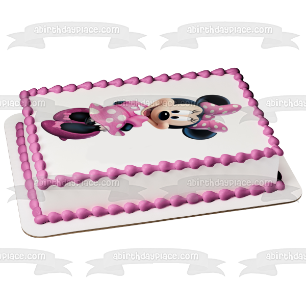 Minnie Mouse con las manos detrás de la espalda Imagen comestible para decoración de tarta ABPID04812 