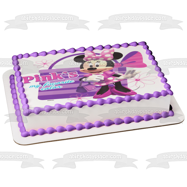 Adorno comestible para tarta con mi color favorito de Minnie Mouse Pink, imagen ABPID04815 