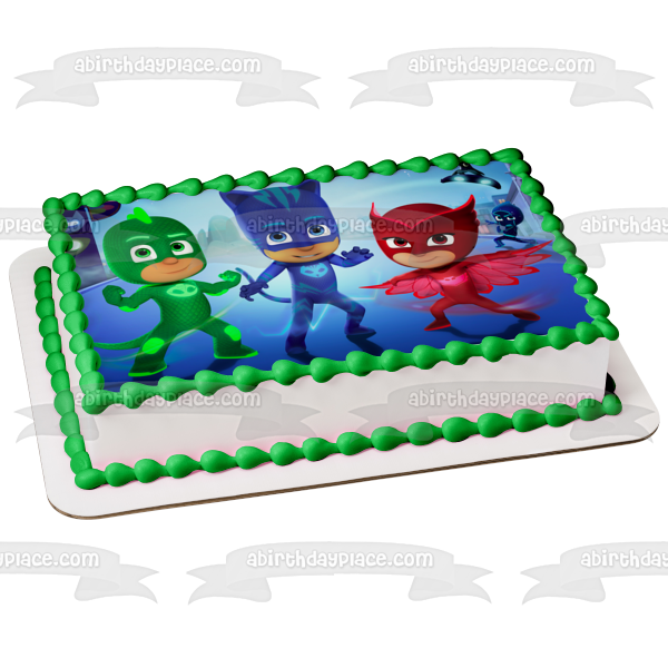 Imagen de decoración comestible para tarta de Pj Masks Catboy Owlette y Gekko ABPID04828 