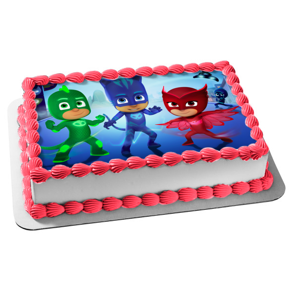 Imagen de decoración comestible para tarta de Pj Masks Catboy Owlette y Gekko ABPID04828 