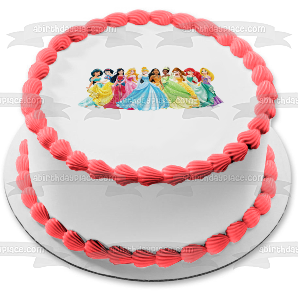 Princesas Ariel Bella Aurora Mulan y Jasmine Decoración comestible para tarta Imagen ABPID04888 