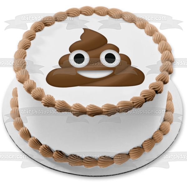 Poop Emoji Pou Emoji Pastel divertido Adorno comestible para tarta Imagen ABPID04892 