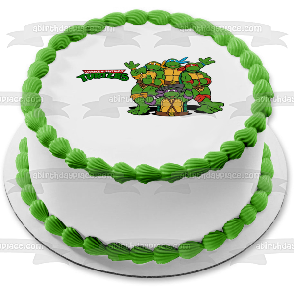 Tortugas Ninja Mutantes Adolescentes Tmnt Leonardo Donatello Raphael y Michelangelo Tapa del Agujero de Drenaje Adorno Comestible para Pastel Imagen ABPID04917 