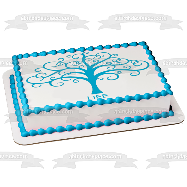 Tree of Life Blue Edible Cake Topper Image ABPID05018