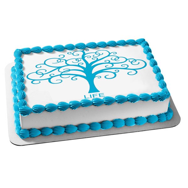 Tree of Life Blue Edible Cake Topper Image ABPID05018