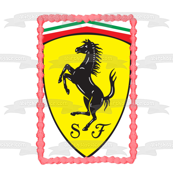 Imagen comestible para tarta con el logotipo del emblema de Ferrari, caballo Yellos, ABPID05046 