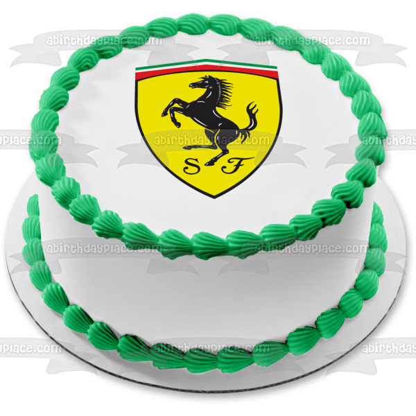 Imagen comestible para tarta con el logotipo del emblema de Ferrari, caballo Yellos, ABPID05046 