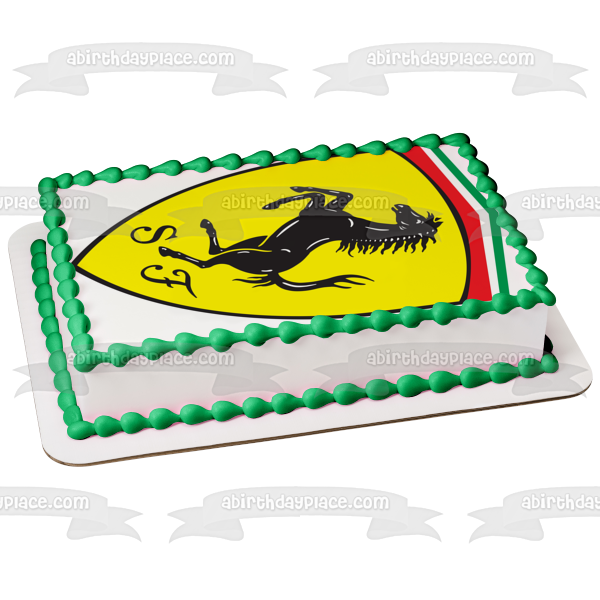 Imagen comestible para tarta con el logotipo del emblema de Ferrari, caballo Yellos, ABPID05046 