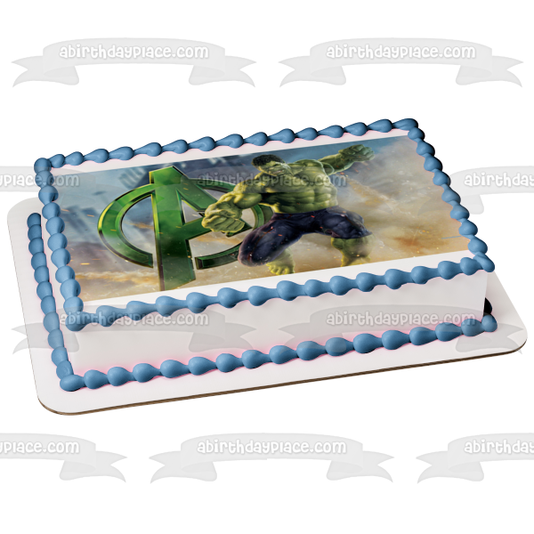 Imagen comestible para decoración de tarta con el logotipo de Los Vengadores, Hulk, ABPID05062 