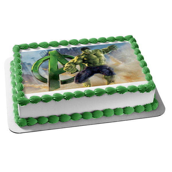 Marvel Avenegers Logo the Hulk Edible Cake Topper Image ABPID05062