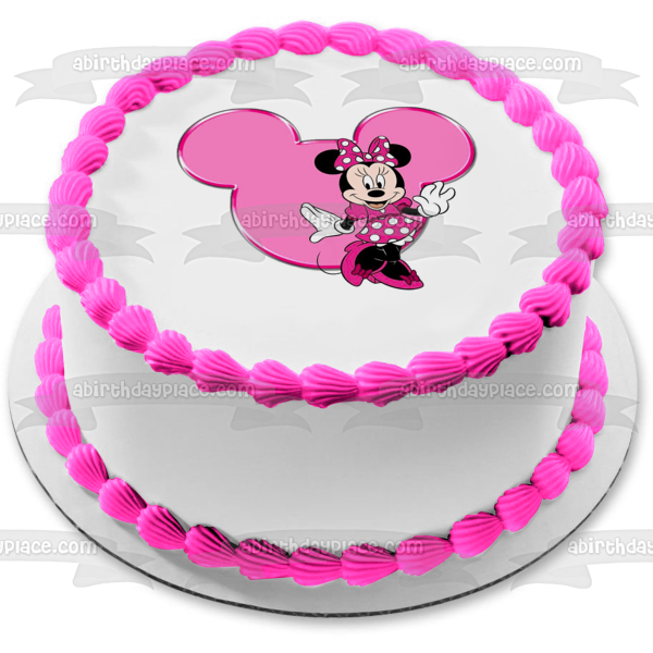 Adorno comestible para tarta rosa de Minnie Mouse, imagen ABPID05072 