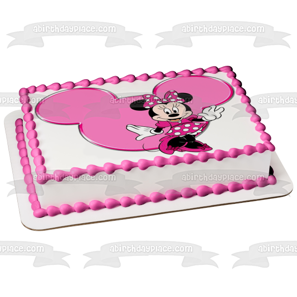 Adorno comestible para tarta rosa de Minnie Mouse, imagen ABPID05072 