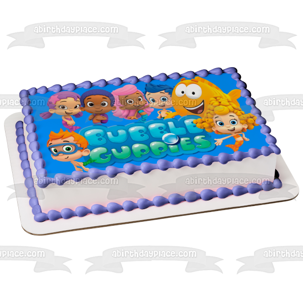 Bubble Guppies Logo Log Gil Molly Deema Goby Oona and Nonny Edible Cake Topper Image ABPID05086